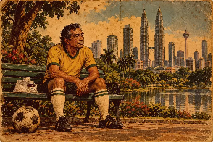 Malaysia Cup Winner Sleeping on Kuala Lumpur Walkways